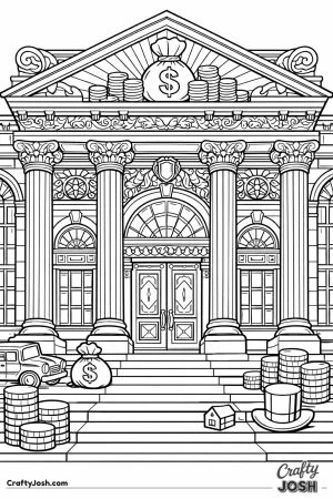 An ornate bank building facade with columns