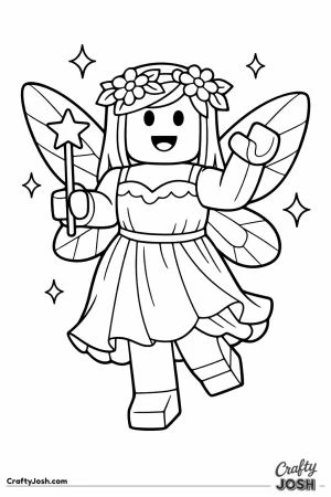 Blocky fashion doll avatar dressed as a fairy with wings and a wand