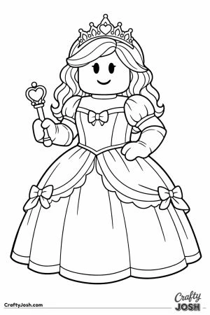 Blocky fashion doll avatar dressed as a princess in a ball gown