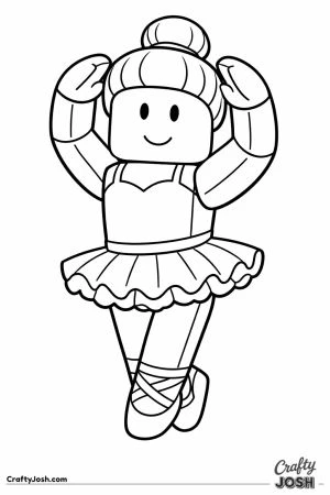 Blocky fashion doll avatar in a ballet tutu posing on tiptoe