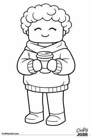 Blocky fashion doll avatar in a cozy oversized sweater