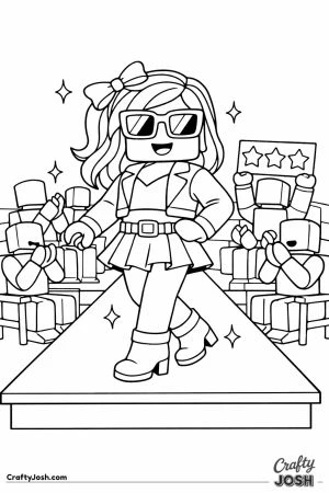 Blocky fashion doll avatar on the runway before a clapping audience