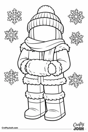Blocky fashion doll avatar styled for a cozy winter theme