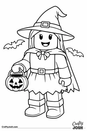 Blocky fashion doll avatar styled for a friendly halloween theme