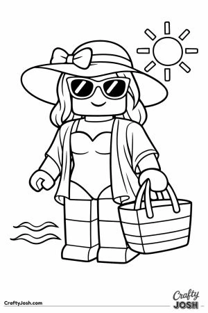 Blocky fashion doll avatar styled for a sunny beach theme