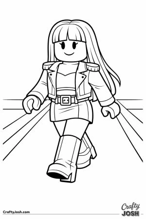 Blocky fashion doll avatar walking down the runway catwalk