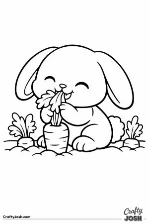 Bunny nibbling carrot top