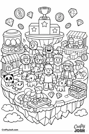Busy game spawn world hub packed with avatars pets shops and coins