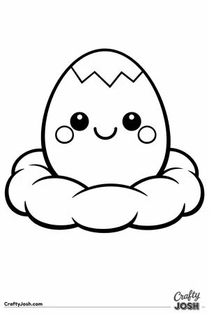 Cheerful smiling pet egg resting on a soft cushion
