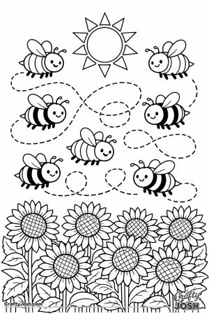 Cheerful swarm of bees buzzing over a field of sunflowers