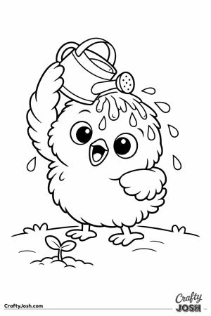 Chick tipping watering can