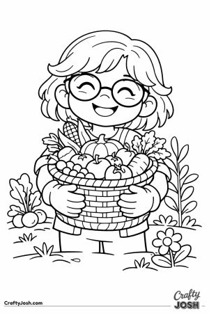 Child carrying harvest basket