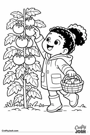 Child picking a tomato