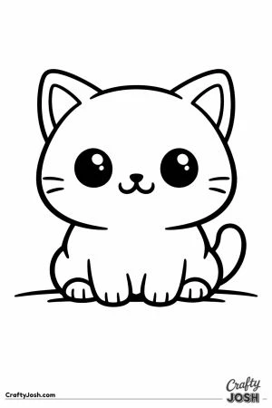 Chunky big headed game style pet cat with glossy eyes for toddlers