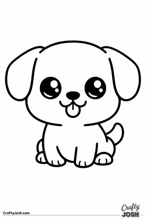 Chunky big headed game style pet dog with floppy ears for toddlers