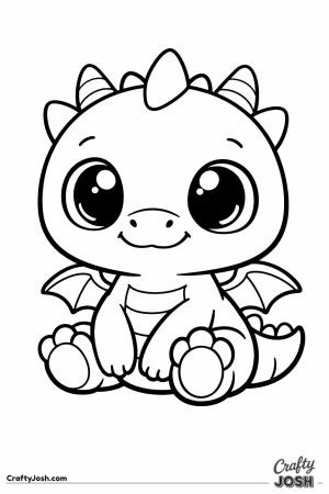 Chunky big headed game style pet dragon with little wings for toddlers