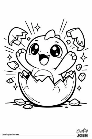 Chunky game pet bursting out of a hatching egg in a shower of sparkles
