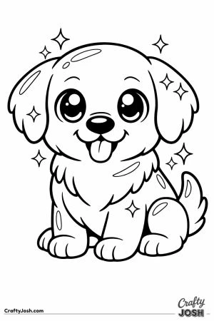 Chunky game pet dog shown as a golden variant with shine streaks