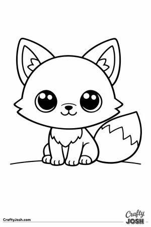 Chunky game style pet fox with a big bushy tail and glossy eyes