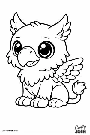 Chunky game style pet griffin with a beak and feathered wings