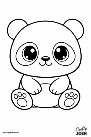 Chunky game style pet panda with outline eye patches and round ears