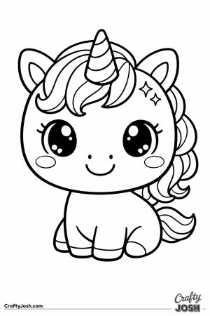 Chunky game style pet unicorn with a spiral horn and curly mane