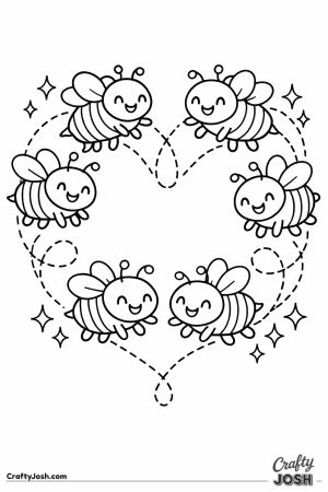 Cluster of bees flying together in a big heart shape