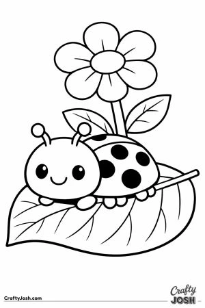 Cute cartoon ladybug with round spots resting on a leaf