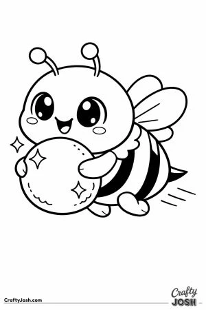 Cute chunky bee carrying a big round pollen ball