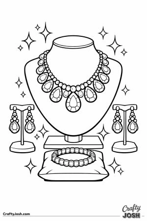Dazzling jewelry display of sparkly necklace earrings and bracelet