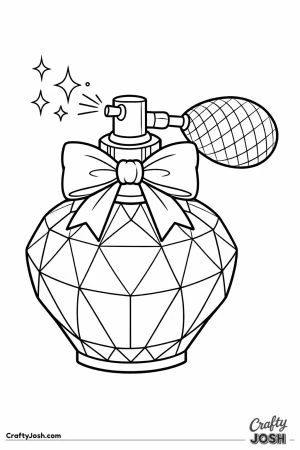 Fancy faceted perfume bottle with a bow and sparkles