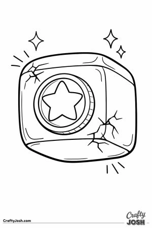 Floating breakable game coin block with a star icon and cracks
