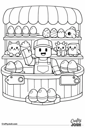 Game pet shop stall with eggs and chunky pets on display