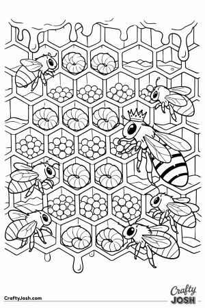 Gentle cross section of a beehive full of honeycomb and bees