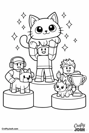 Leaderboard podium with avatars and their pets celebrating a win