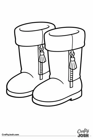 Pair of fashionable tall boots with folded cuffs
