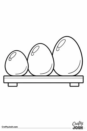 Row of three glossy game style pet eggs on a little shelf