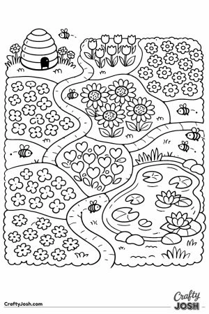 Simple map view of a flower field world with bees and a hive