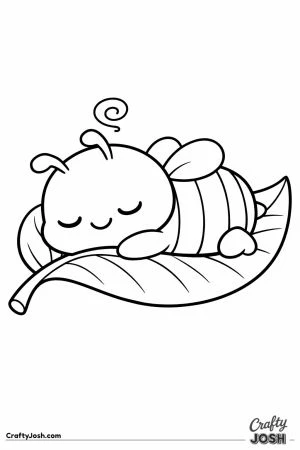 Sleepy chunky bee dozing on a leaf bed