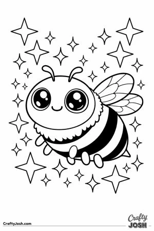 Special rare bee ringed with shimmering sparkles and stars