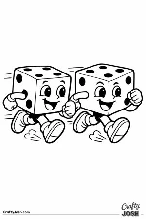 Two dice characters racing each other