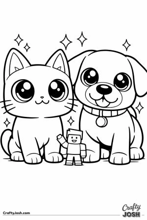 Two huge game pets standing side by side with a tiny waving avatar