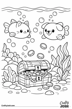Underwater game zone with coral bubbles and swimming pets