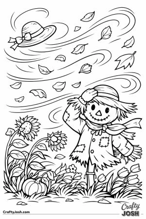 Windy day swirling leaves garden