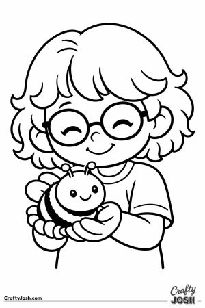 Young beekeeper with glasses gently holding a friendly bee