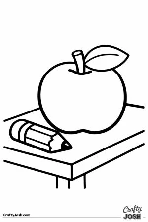 Apple and a pencil sitting on the teachers desk
