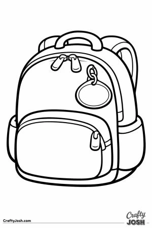 Backpack with a blank name tag hanging from the zip