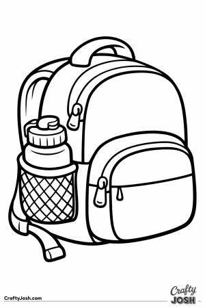 Backpack with a water bottle tucked into the side pocket