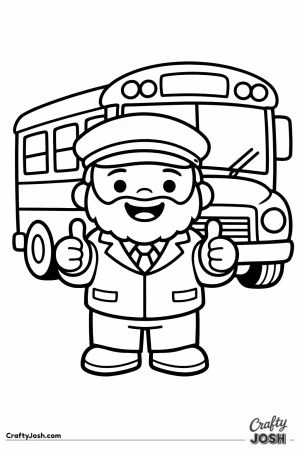 Bearded bus driver giving a thumbs up in front of the bus