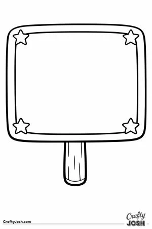 Big blank first day sign board with a wooden handle